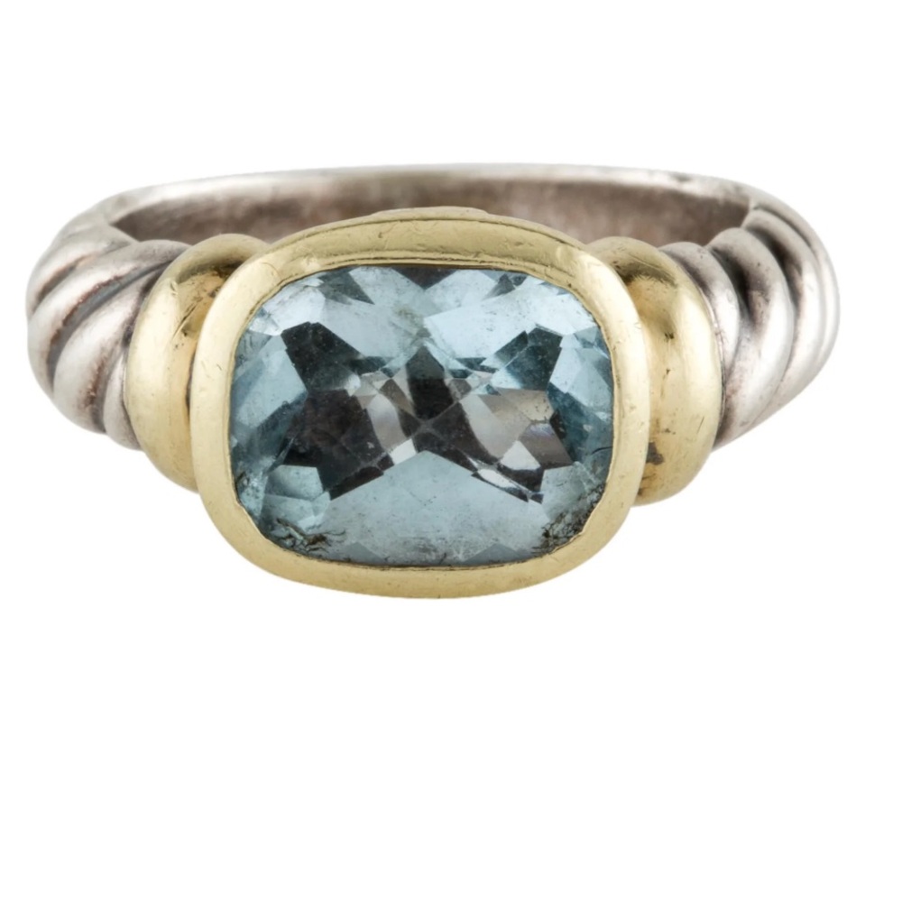 David Yurman Blue and Gold Topaz Ring